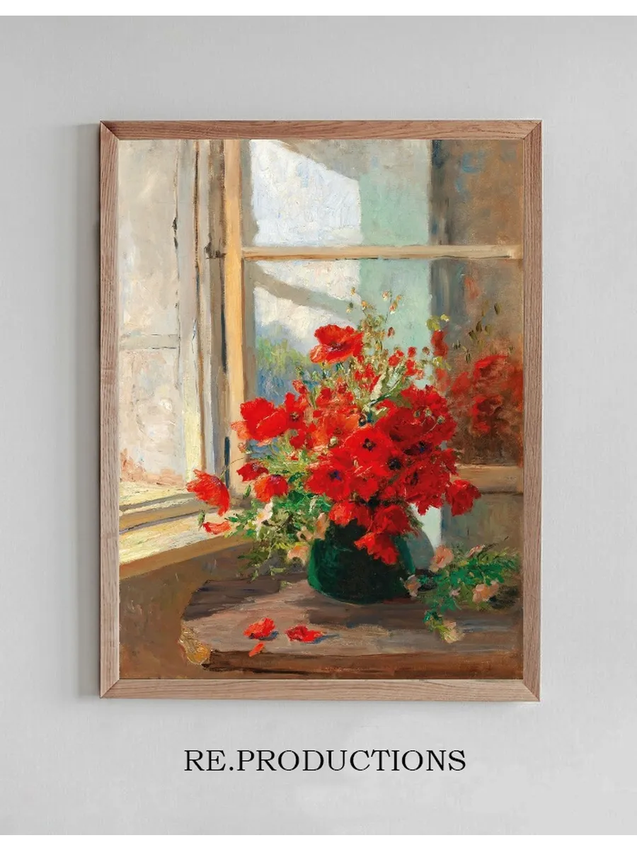 A Bouquet of Poppies by the Window