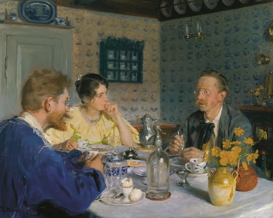 A Breakfast. the Artist, His Wife and the Writer Otto Benzon