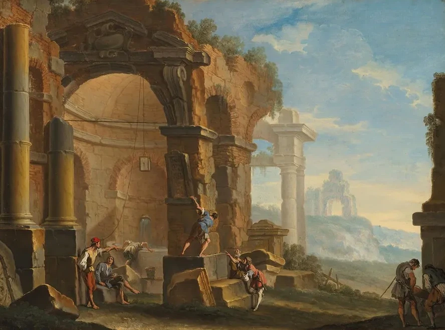 A Capriccio with Figures Conversing by Classical Ruins