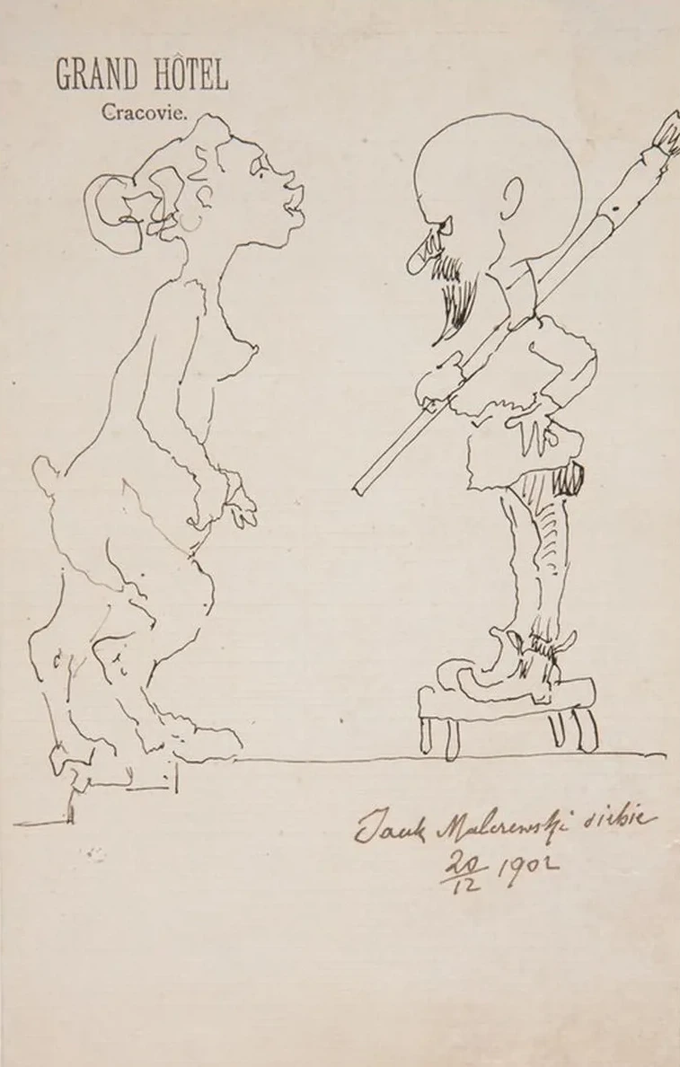 A Caricature of Jacek Malczewski with a Fauna