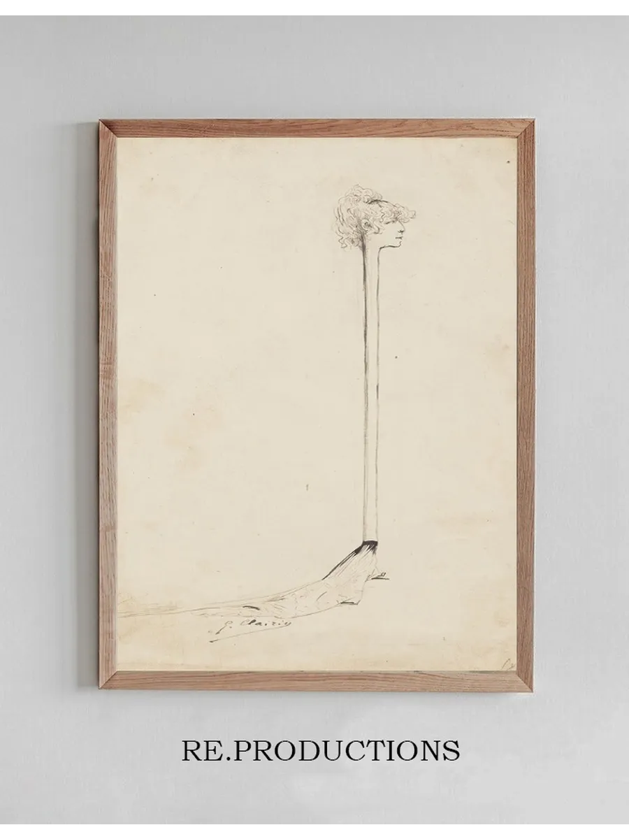 A Caricature of Sarah Bernhardtas a Stick with a Little Sponge Above Her Head