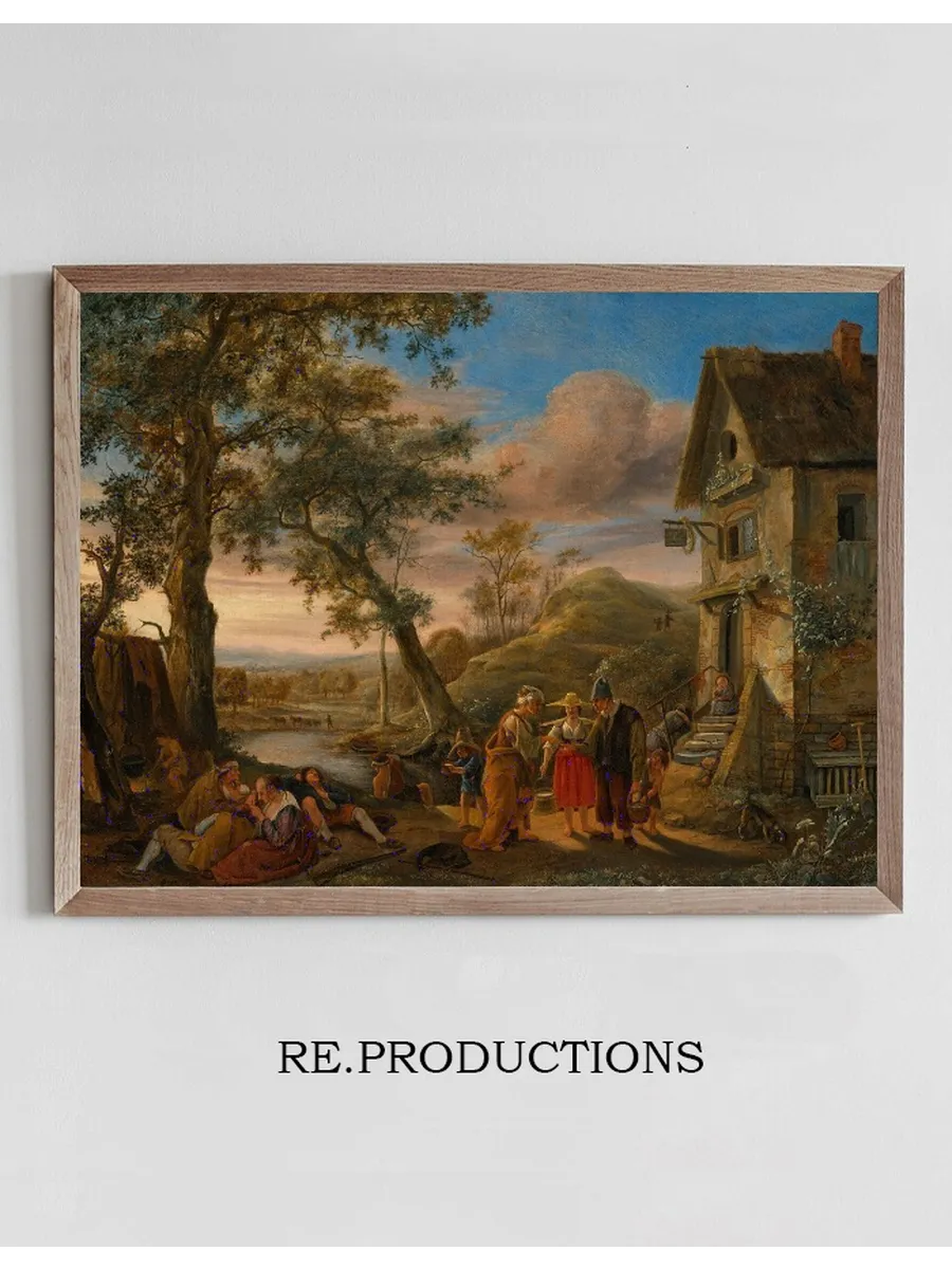 A Fortune Teller and Peasants Before an Inn with a River Landscape Beyond