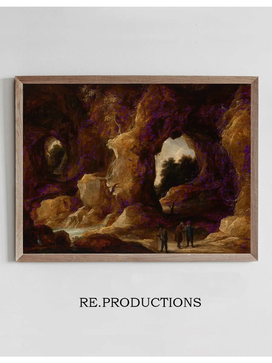 A Grotto with Figures, a Stag and Stork