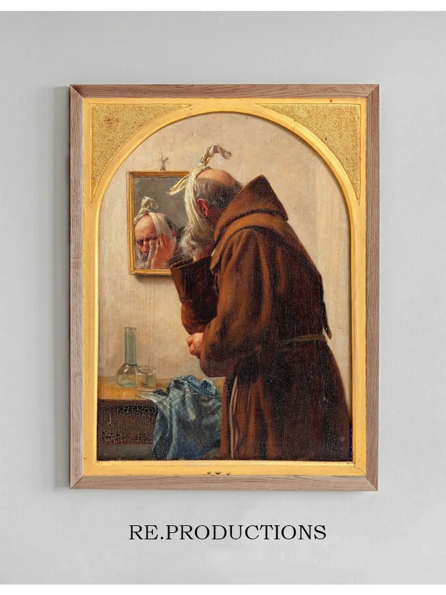 A Monk Examines Himself in a Mirror