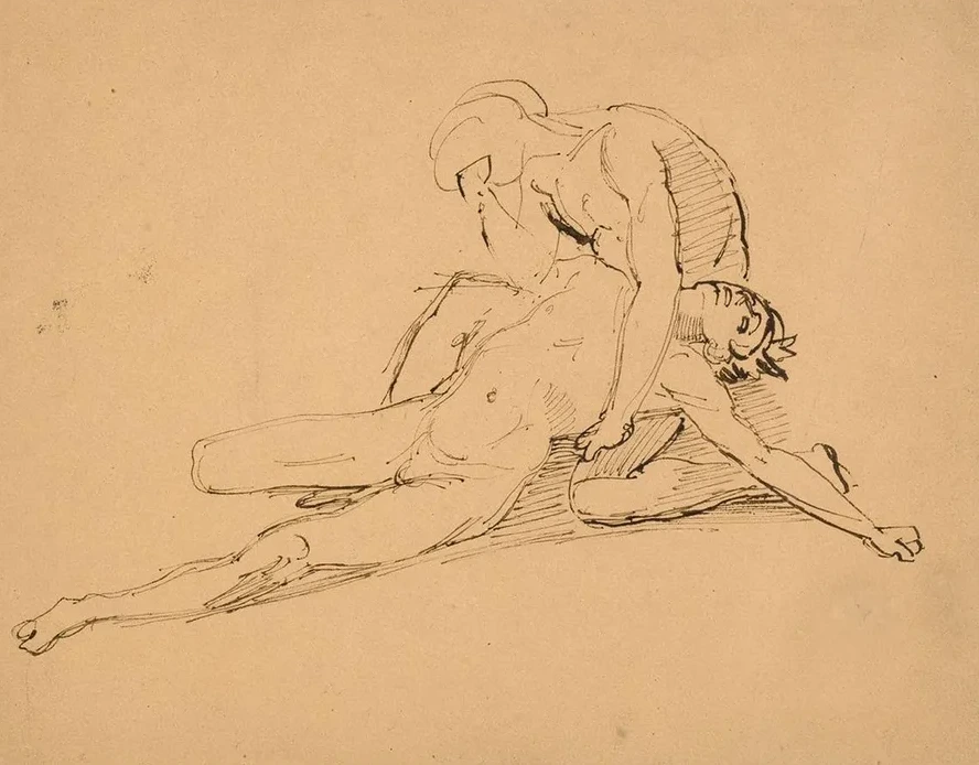 A Nude Man Mourning the Death of Another