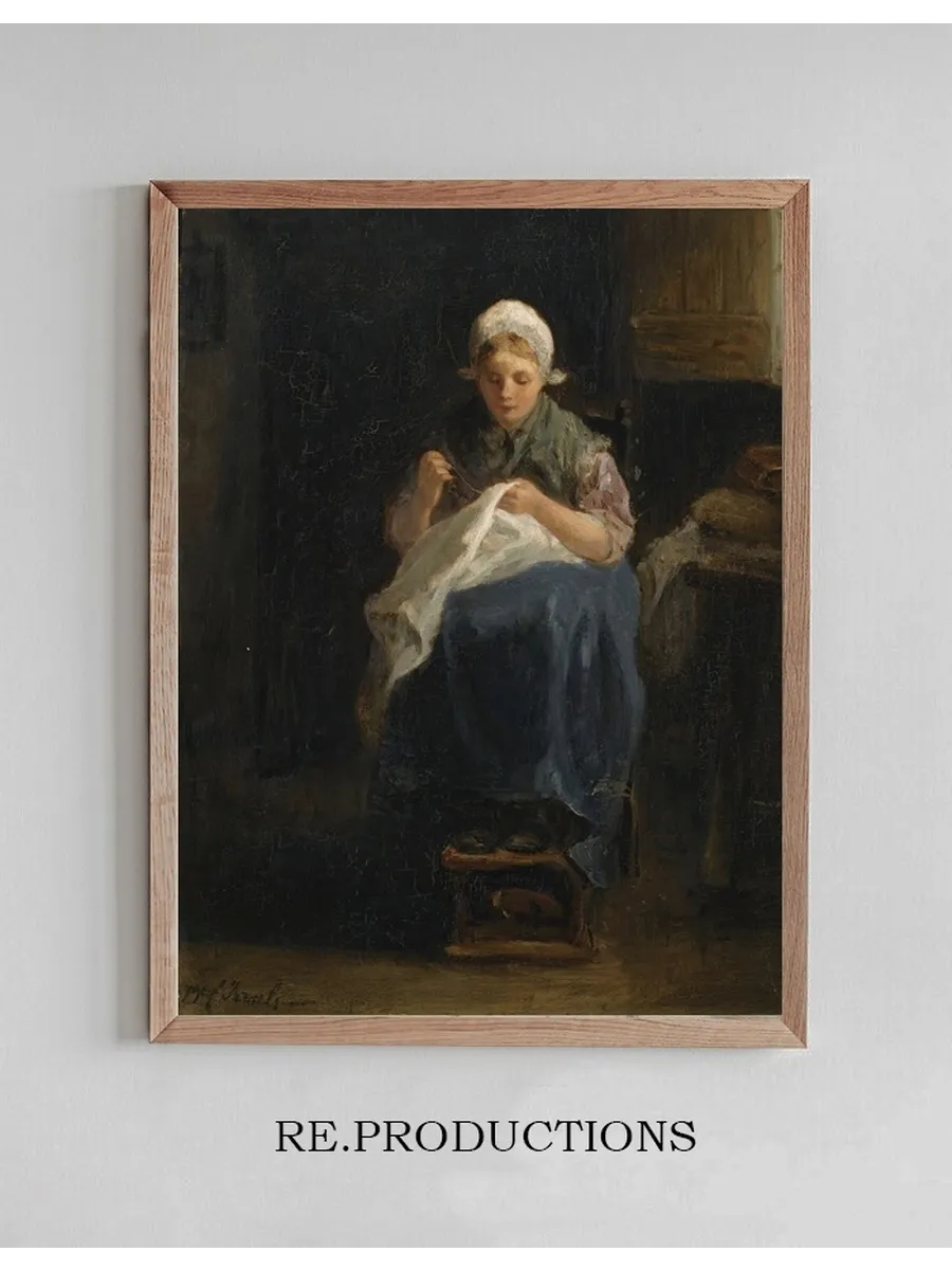 A Peasant Girl Sewing