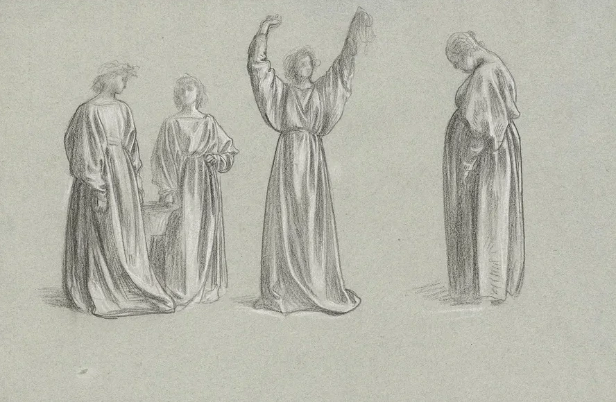 A Sheet of Studies for Romola Monna Brigida's Conversion