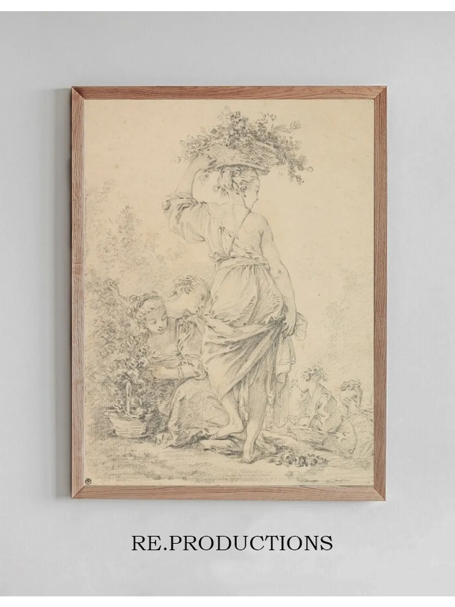 A Standing Young Woman and Others Gathering Flowers (la Jardini Re)