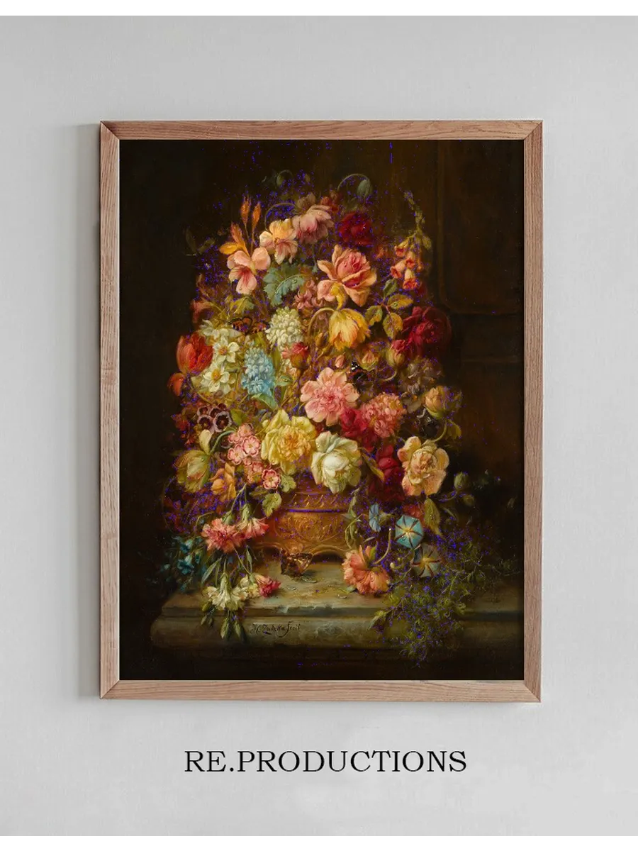 A Still Life with Flowers in a Jardiniere Resting on a Ledge