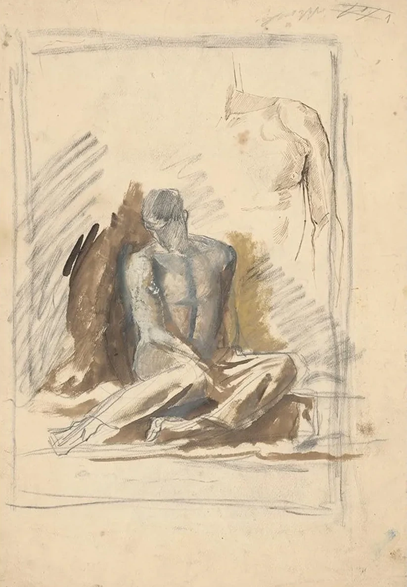 A Study of a Seated Figure of a Man