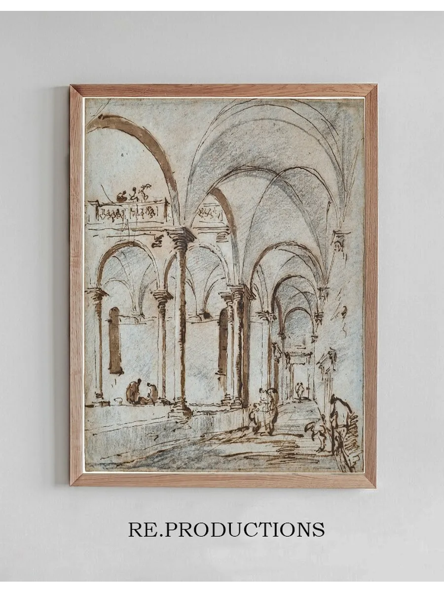 A Vaulted Courtyard with Figures