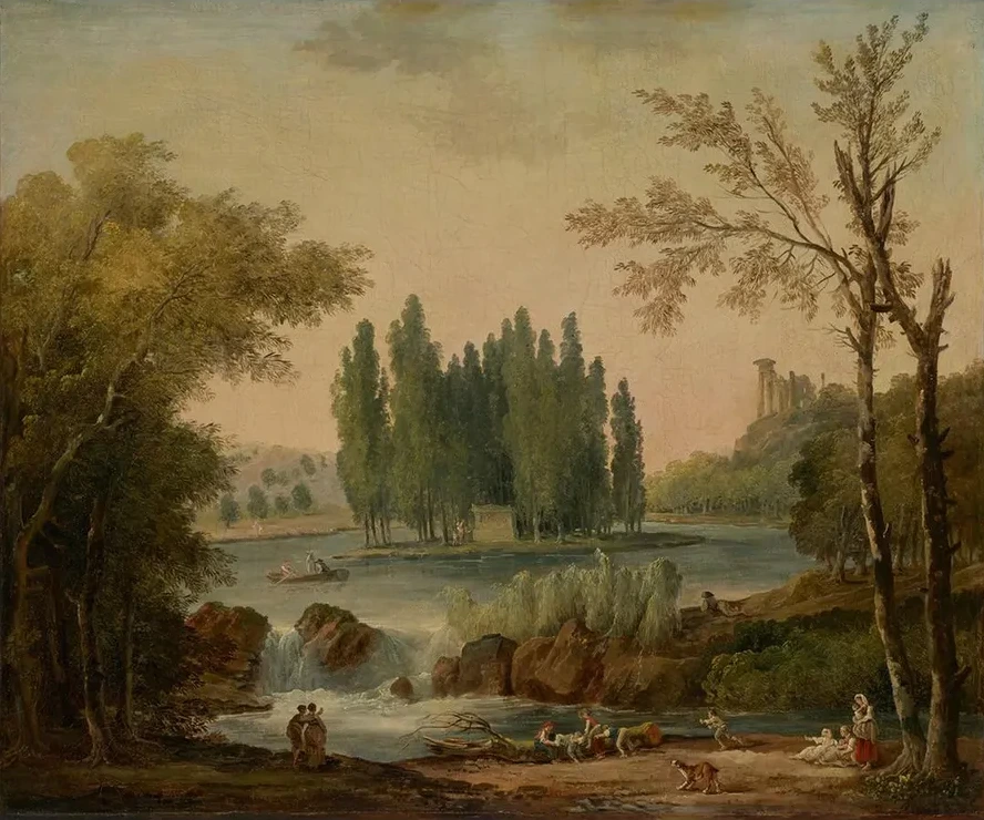 A View of the Park at Ermenonville with the Tomb of Jean - Jacques Rousseau and the Temple de la Philosophie