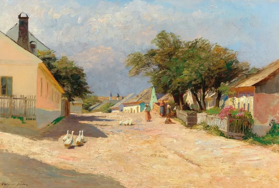 A Village Road in the Summer Midday Sun