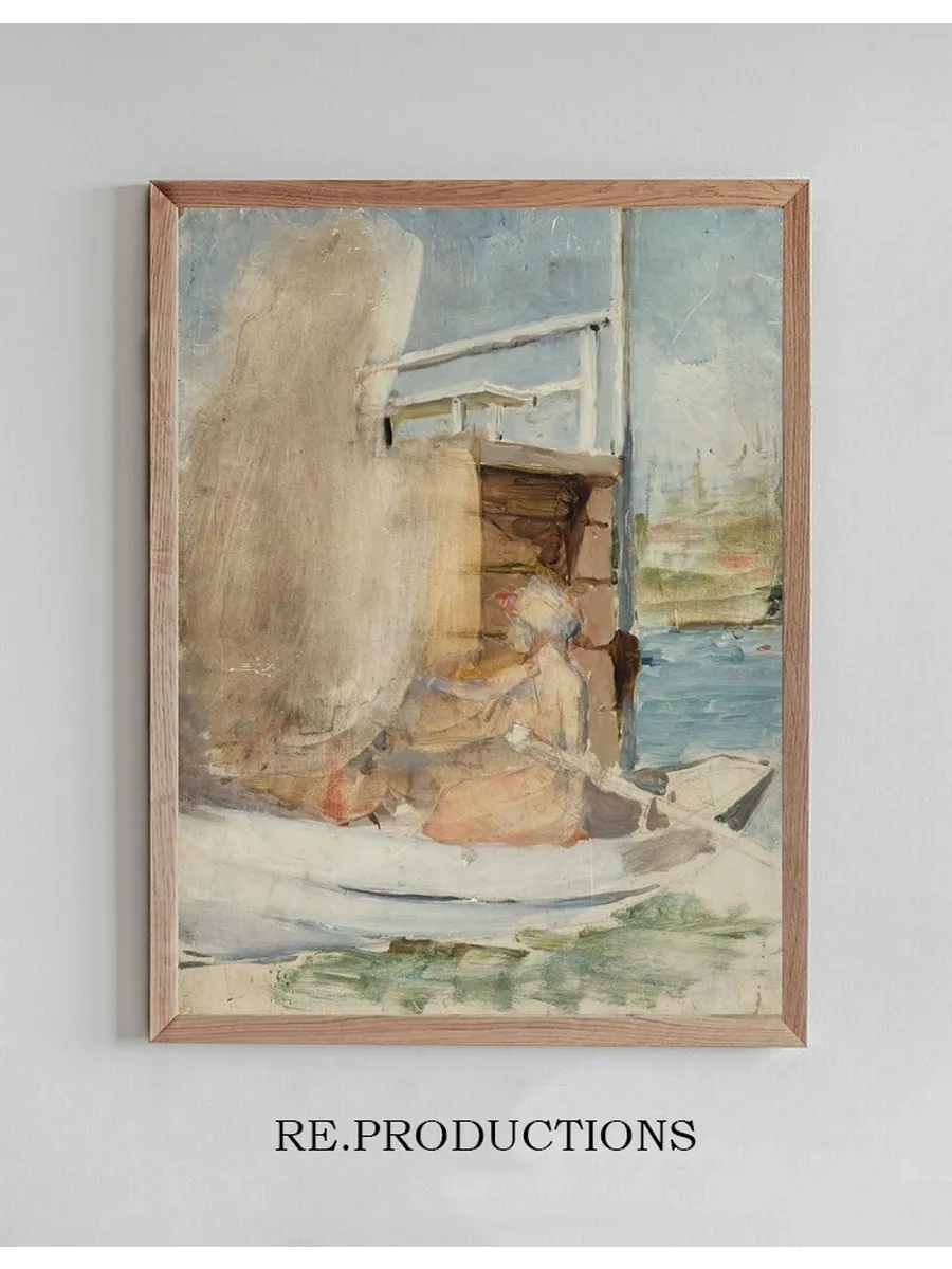 A Woman in a Boat at the Pier