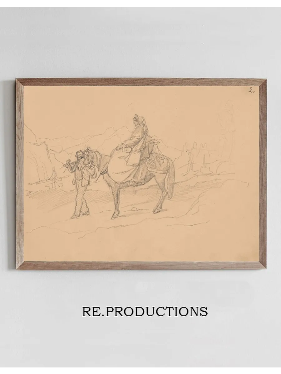 A Woman on a Horse Led by a Man in Fez