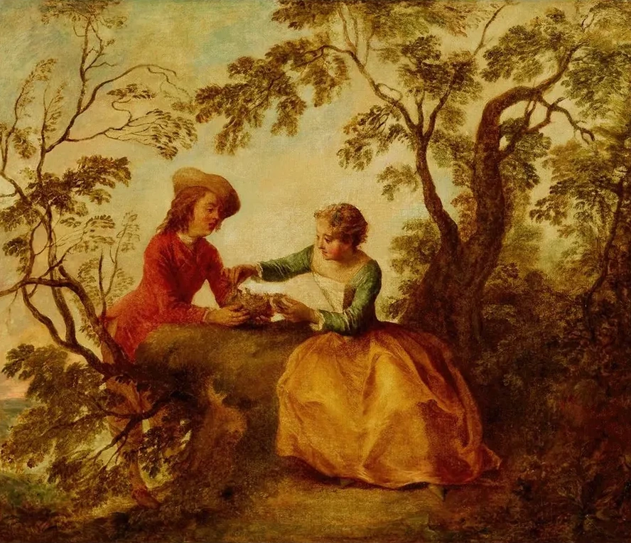 A Young Couple Courting Over a Bird's Nest (le Nid D Oiseaux)