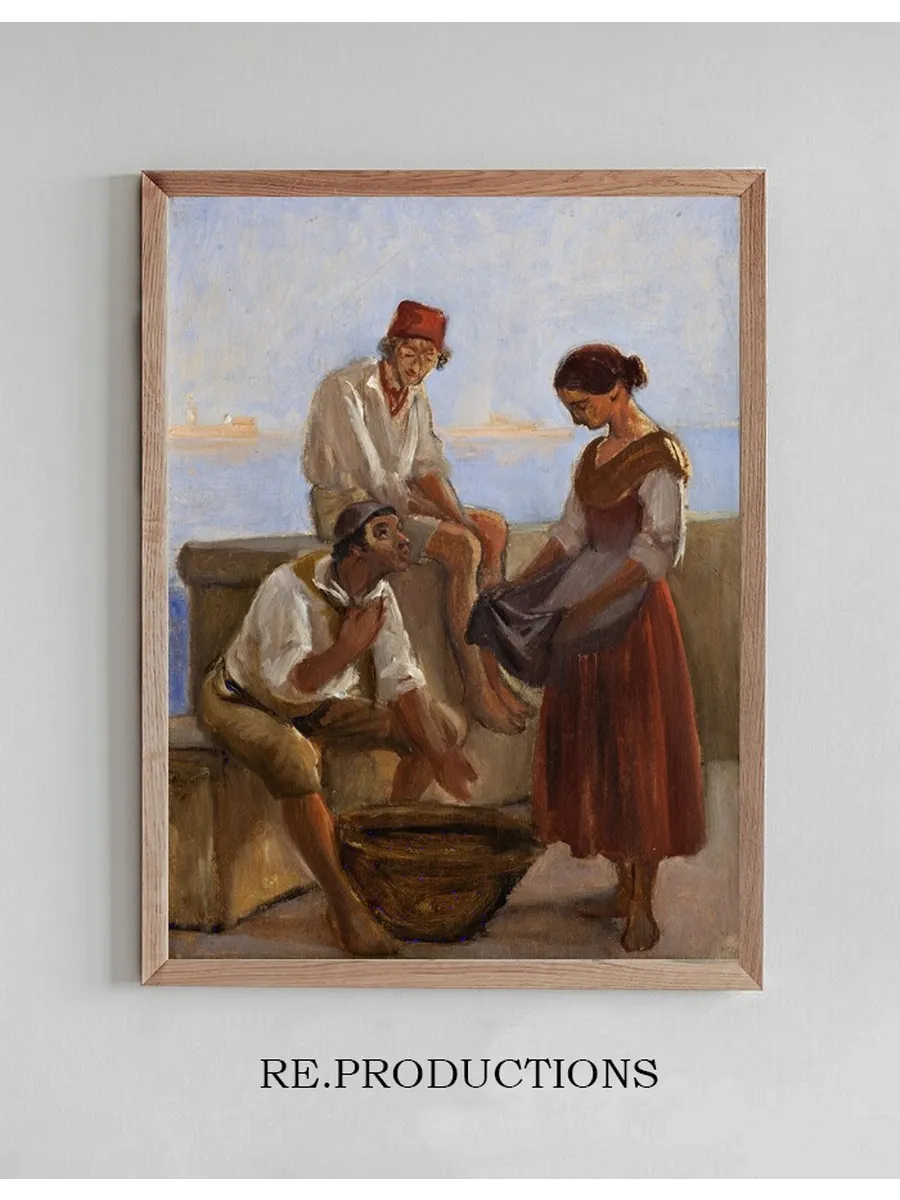 A Young Girl and Two Fishermen