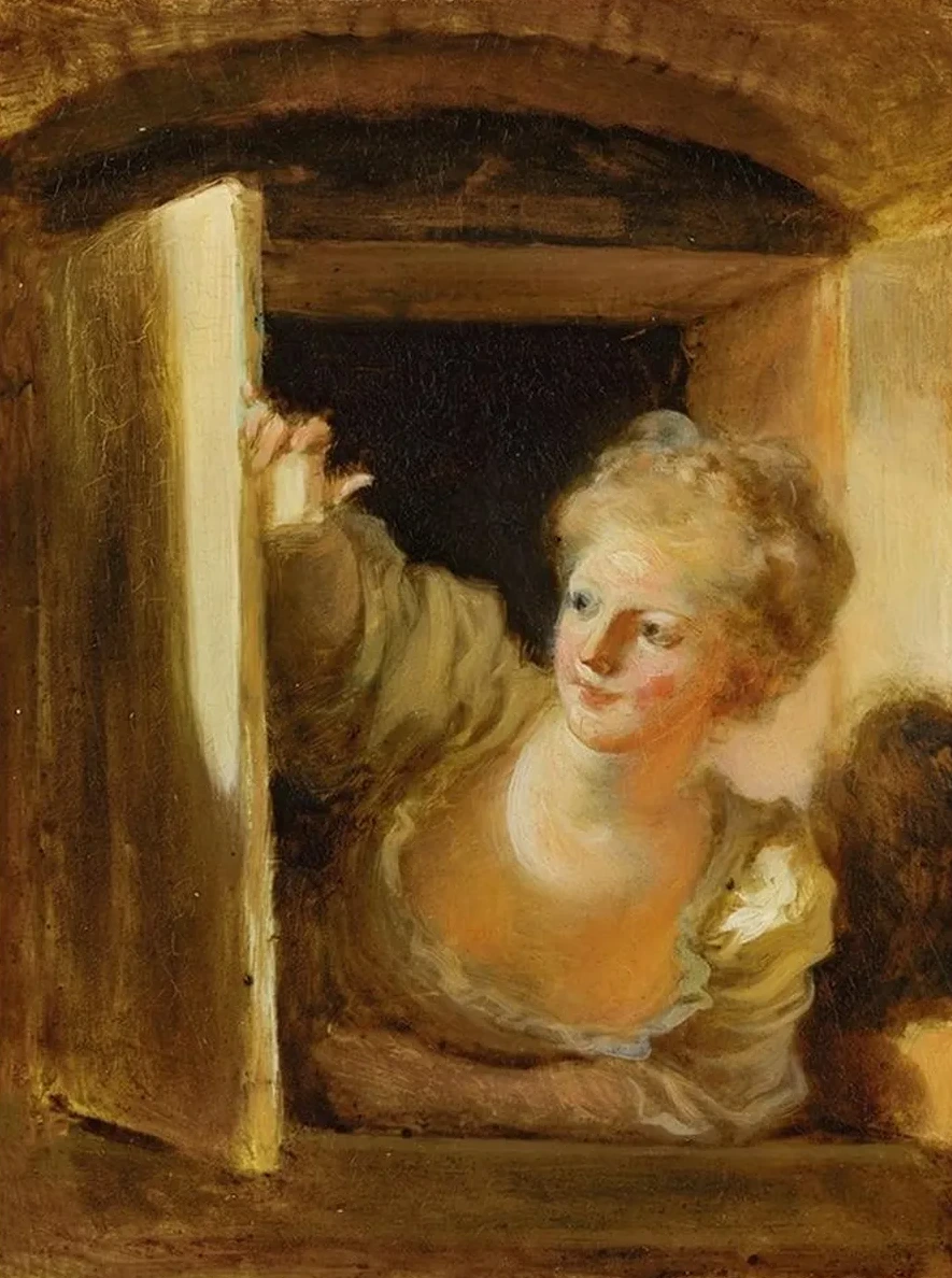A Young Woman Leaning Out of a Window