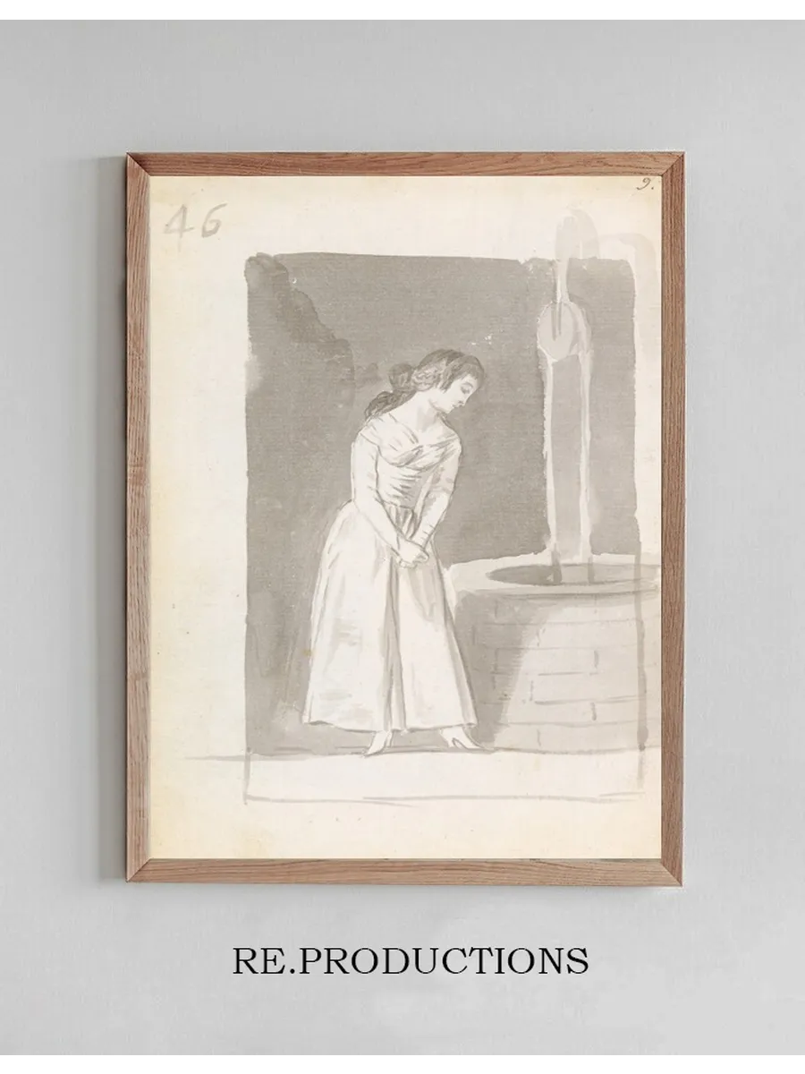 A Young Woman Looking into a Well