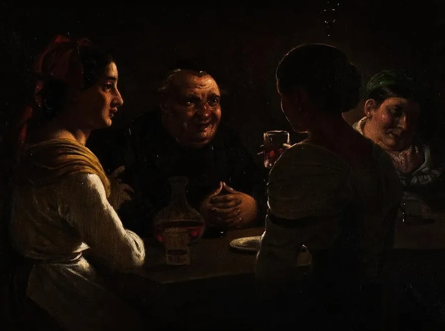 Abbate Jesting With Two Young Girls
