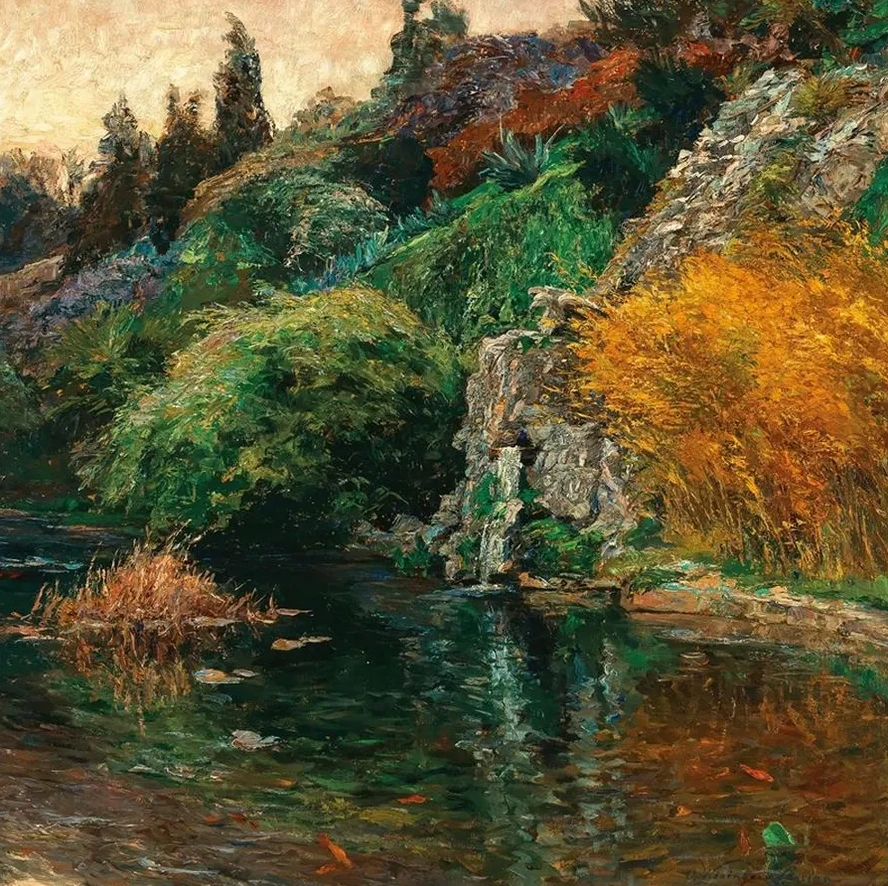 Abendstimmung, Motiv aus dem Parke S. k. H. Erzherzog Josef in Fiume