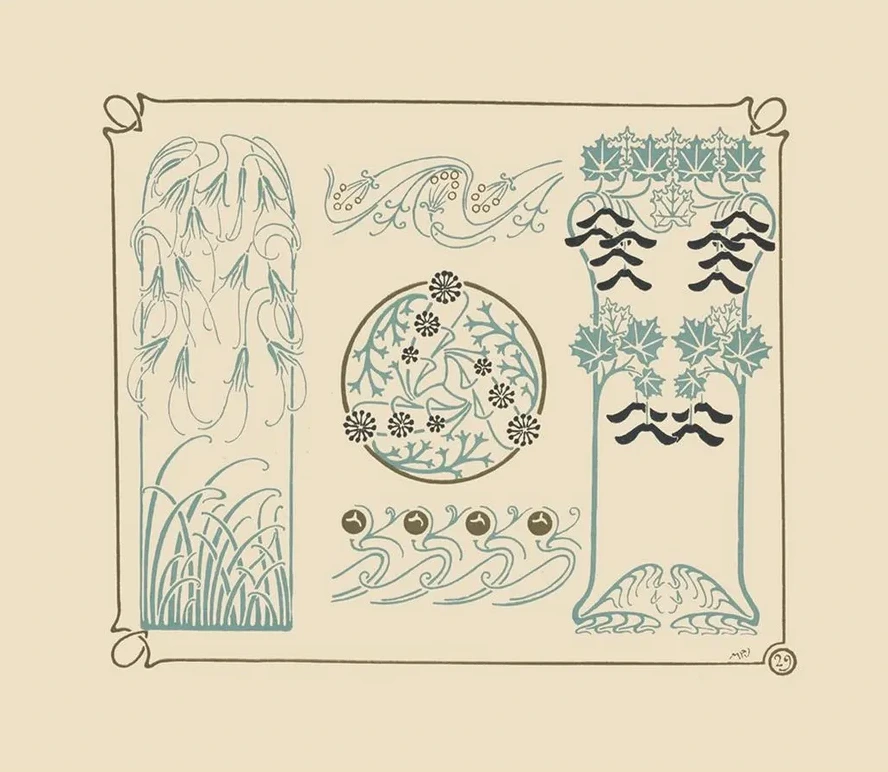 Abstract Design Based on Berries, Leaves, Grasses