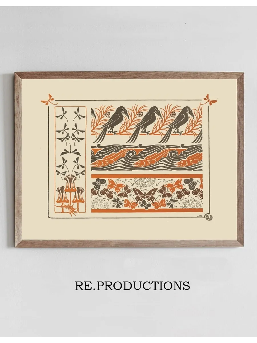 Abstract Design Based on Birds, Fish, Butterflies, Dragonflies