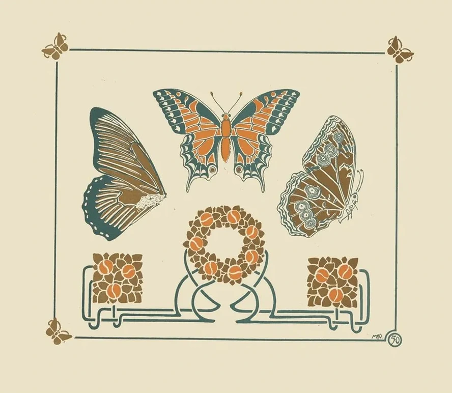 Abstract Design Based on Butterflies and Leaves