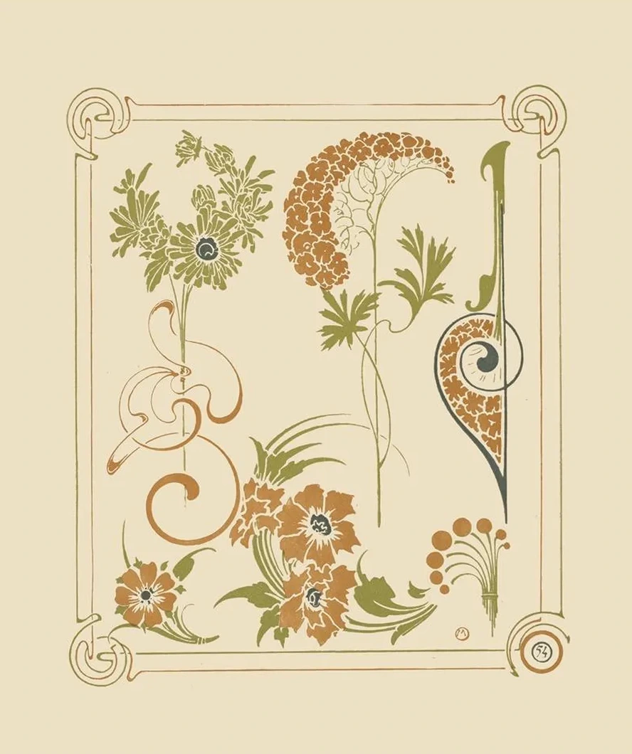 Abstract Design Based on Flowers and Arabesques