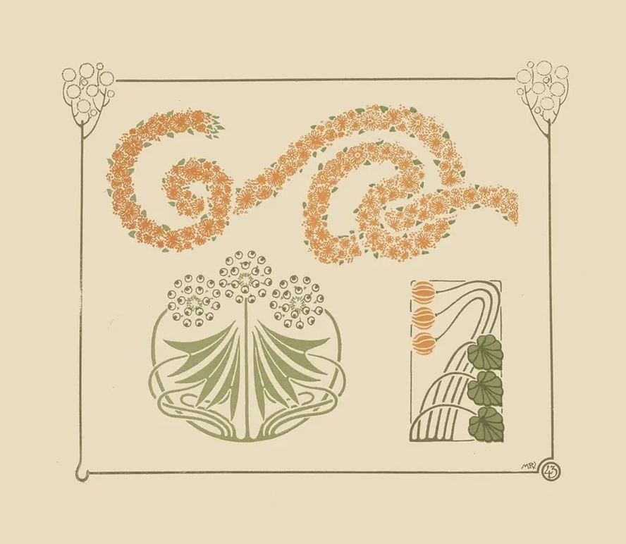 Abstract Design Based on Flowers and Garlands