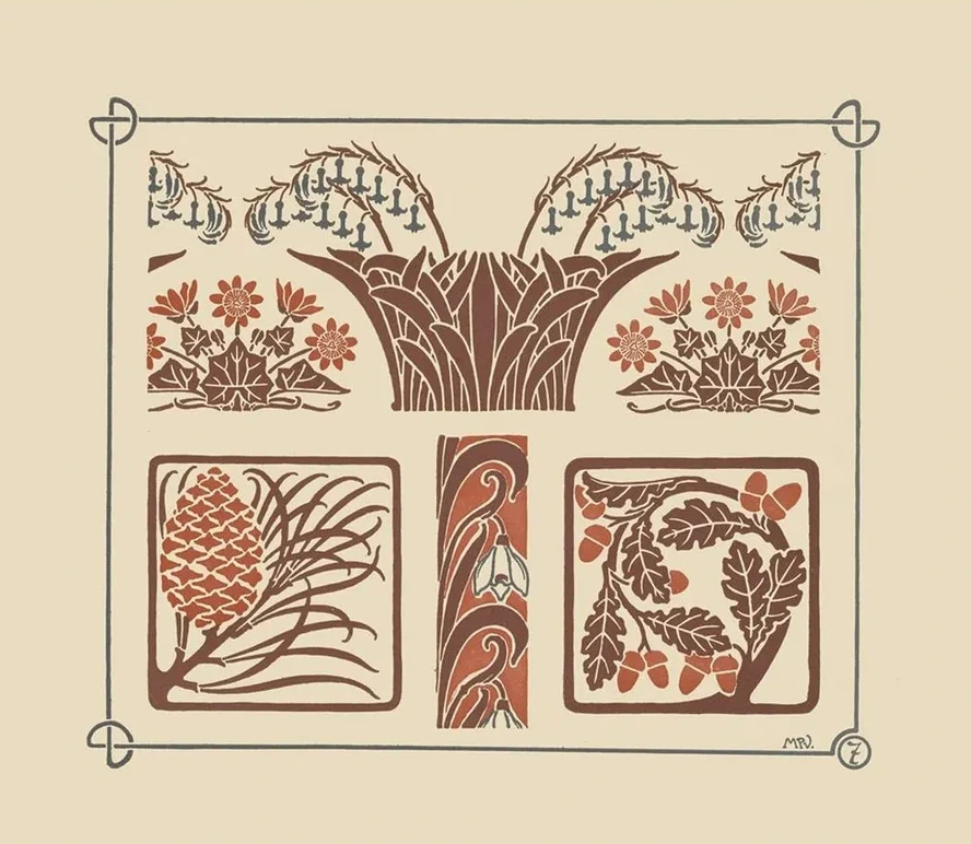 Abstract Design Based on Flowers and Pinecones