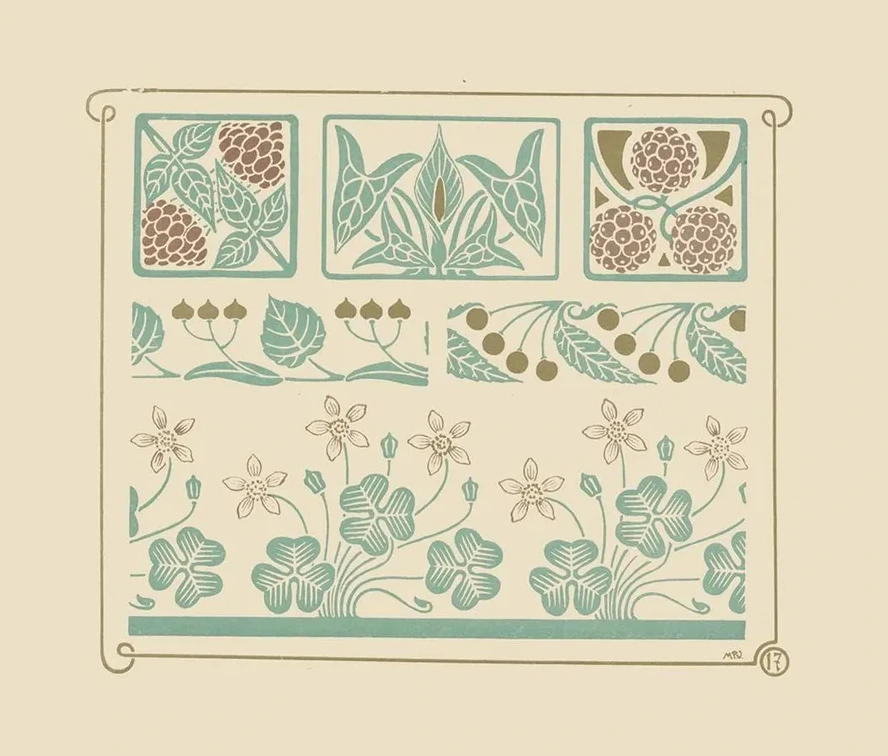 Abstract Design Based on Leaf, Clover, Berry Shapes