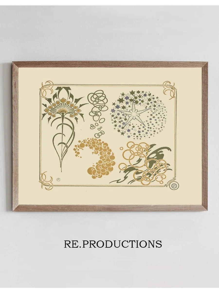 Abstract Design Based on Stars, Circles, Leaves