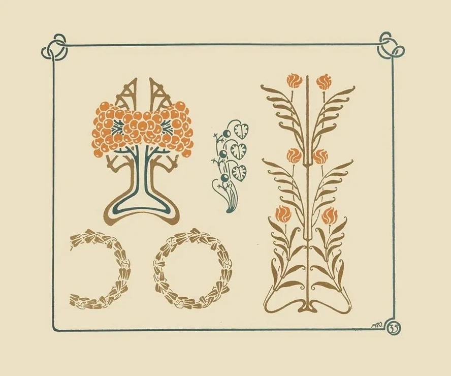 Abstract Design Based on Tiny Leaves and Berries