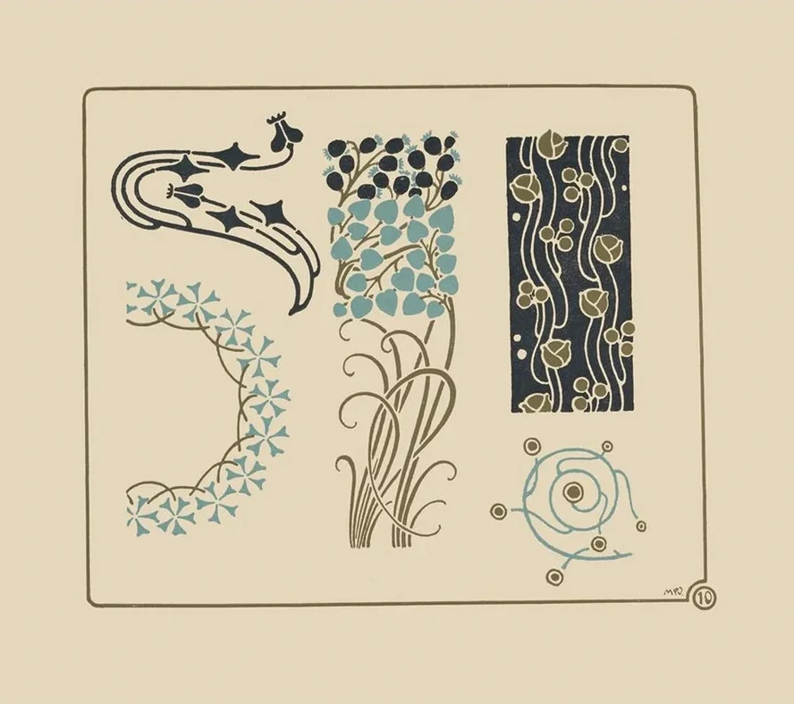 Abstract Design Based on Tiny Leaves on Stems