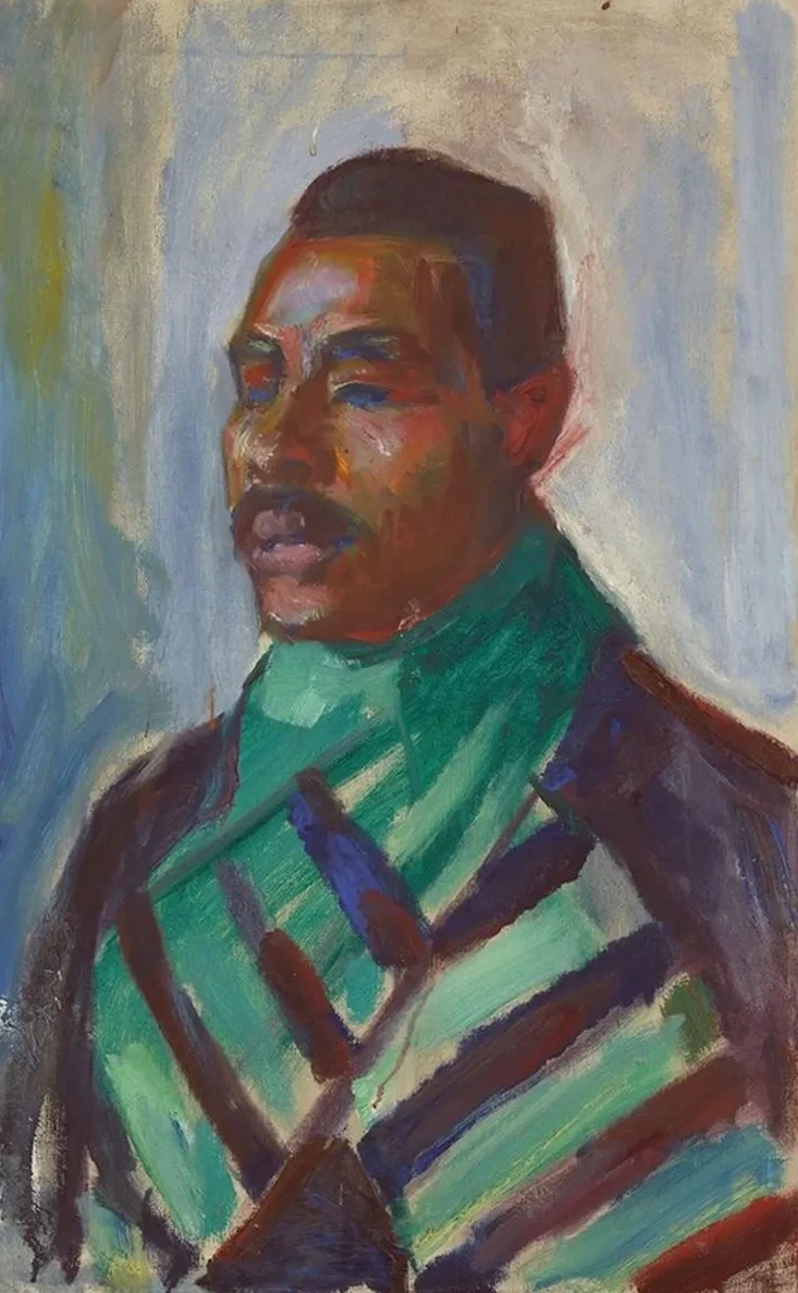 African with Green Scarf