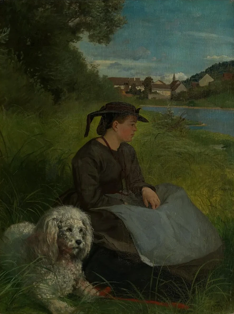 Agathe with White Dog