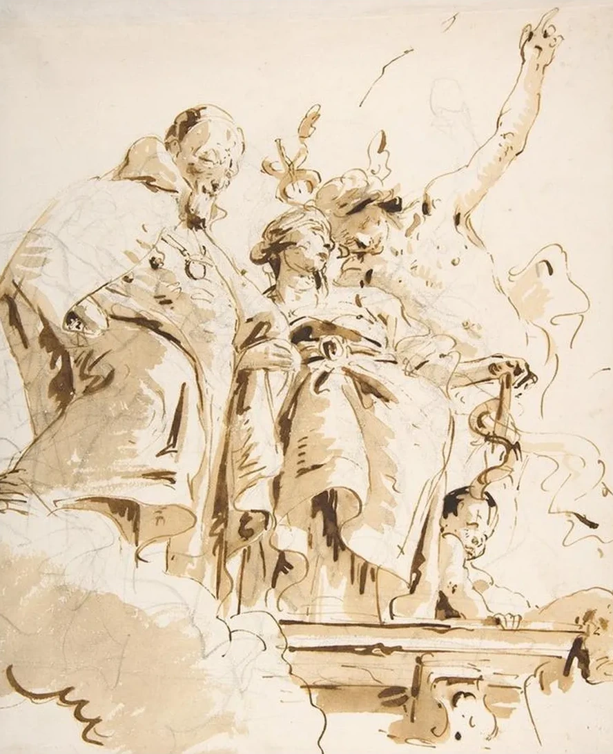 Aged Dignitary Attended by Mercury and Prudence