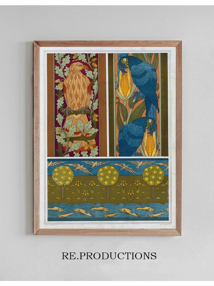 Aigle et Ch Ne, Aras et Ma's, Bordures. Poissons et Oiseaux, Frise