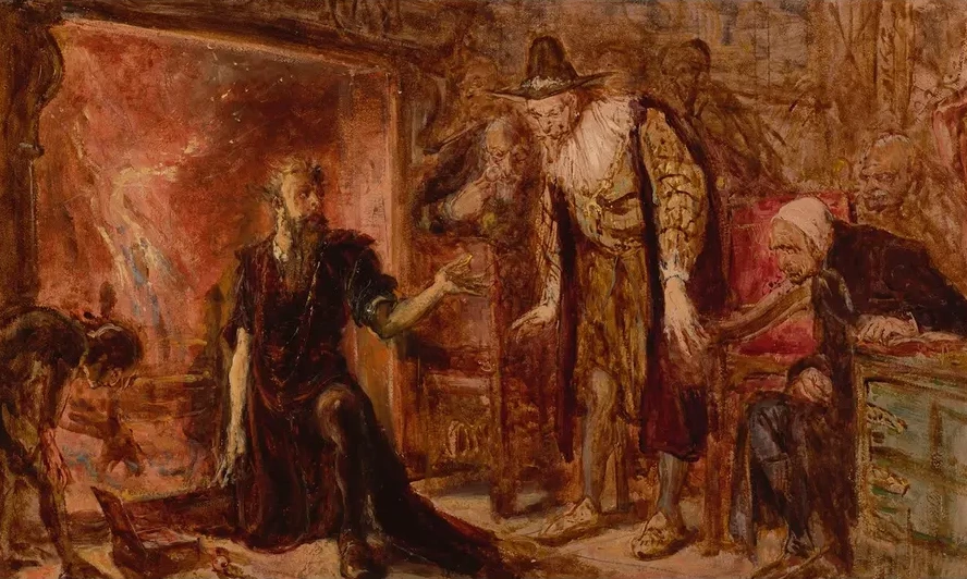 Alchemist Sendivogius and Sigismund III, sketch