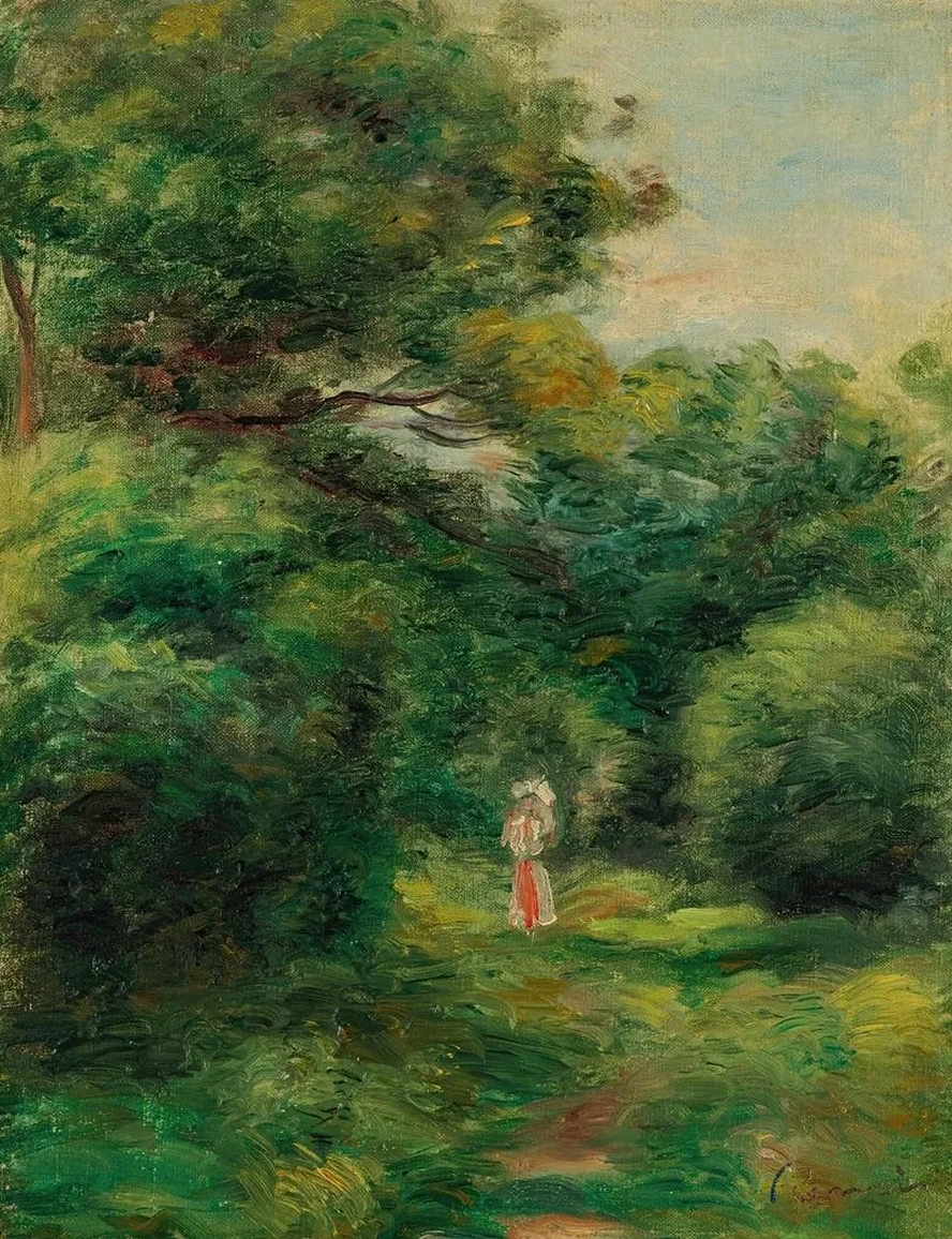 All e Dans Un Bois, Femme Avec Enfant Dans Les Bras