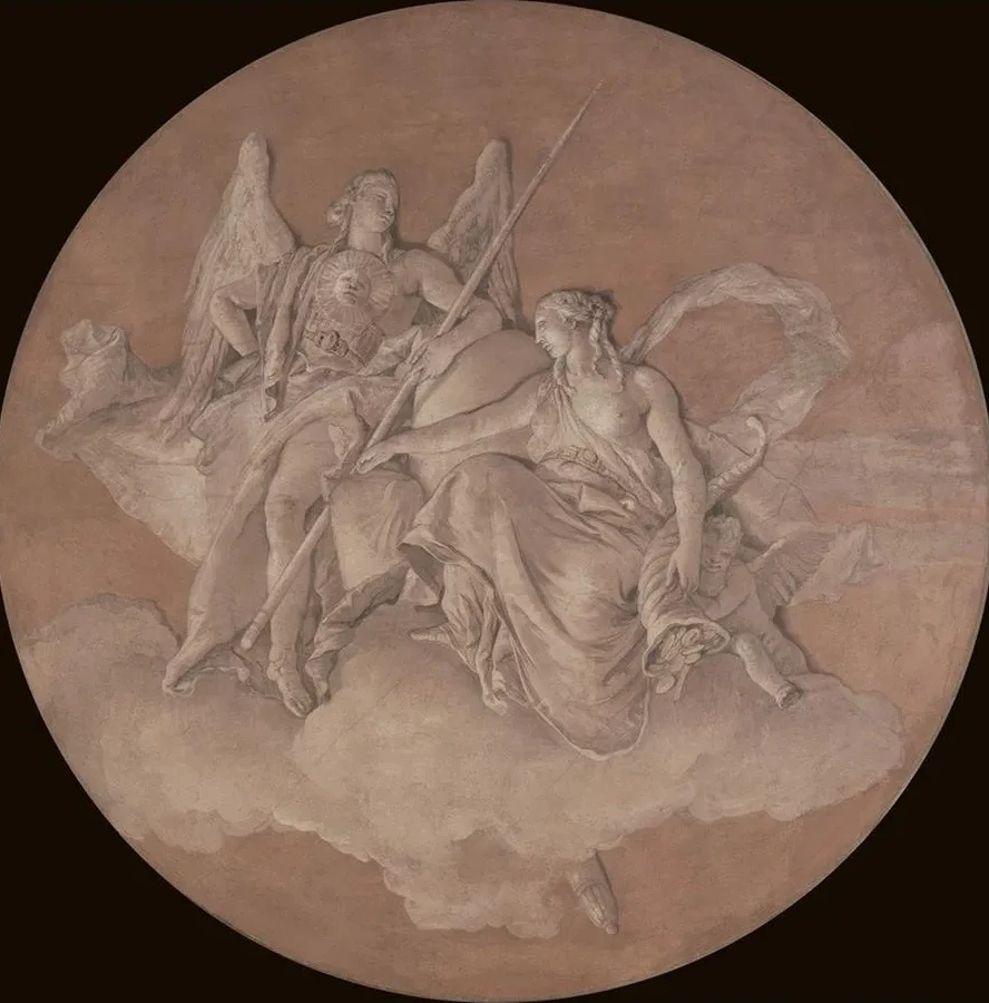 Allegorical Figures Representing Virtue and Abundance
