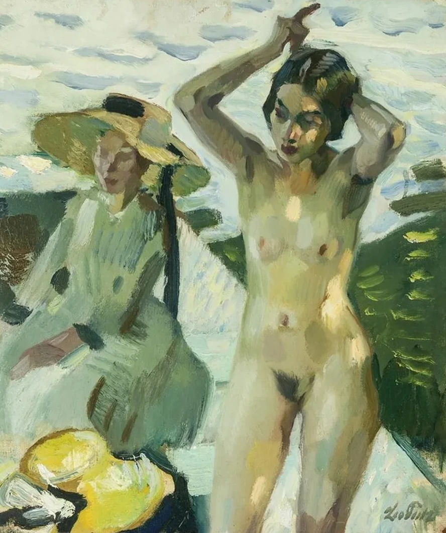 Am Ufer IV (Malmodell Toni Hasch und ihre Schwester Mina in Hartmannsberg)