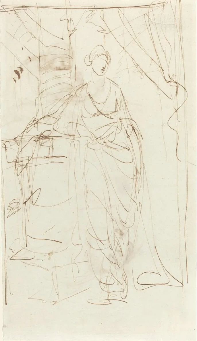 An Elegant Lady in Classical Dress