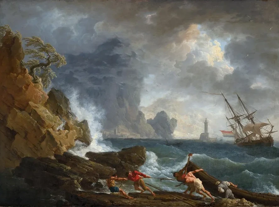 An Italian Harbour in Stormy Weather