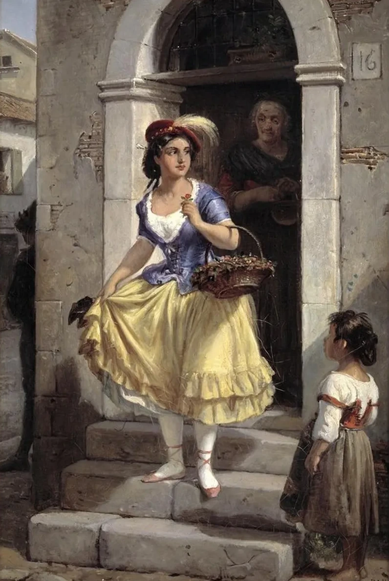 An Italian Woman in the Way to the Carnival