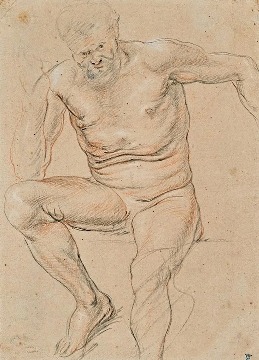 An Academy of a Male Nude Seated