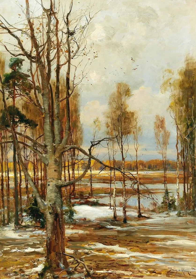 An Early Spring Landscape with a Beech Tree in the Foreground