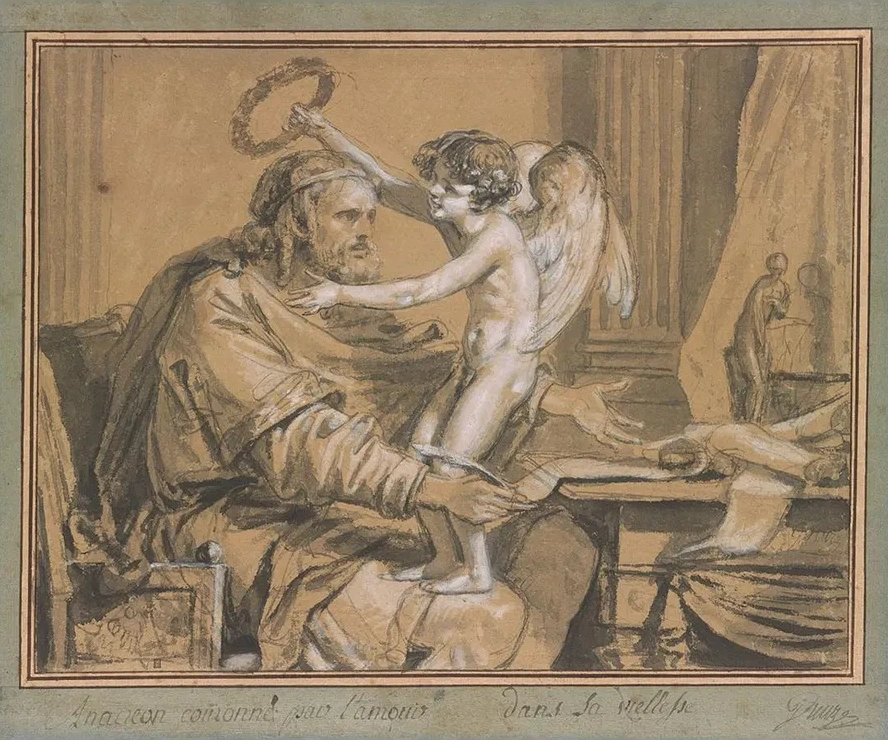 Anacreon in His Old Age Crowned by Love
