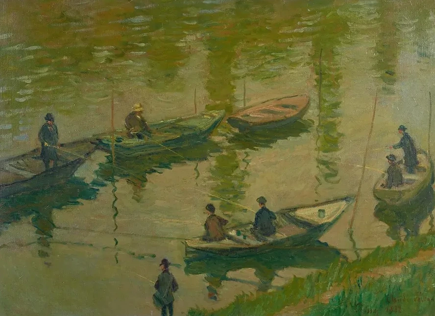 Angler Auf Der Seine Bei Poissy Fischer an Der Seine Bei Poissy